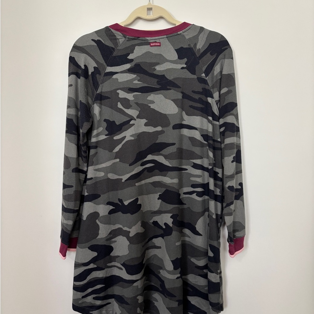 Kenzie Camouflage Cozy with Burgundy & Pink Accents Dress -Size L -with pockets - Picture 3 of 4